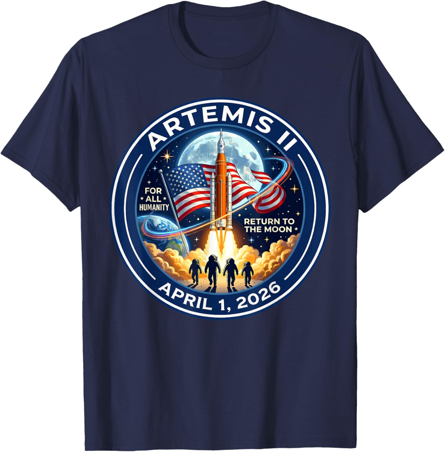 Artemis II 2026 Rocket Launch Mission to The Moon Artemis 2 T-Shirt - T-Shirt | Navy