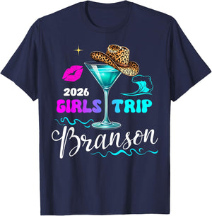 Girls Trip Branson 2026 Vacation Weekend Birthday Squad T-Shirt - T-Shirt | Navy