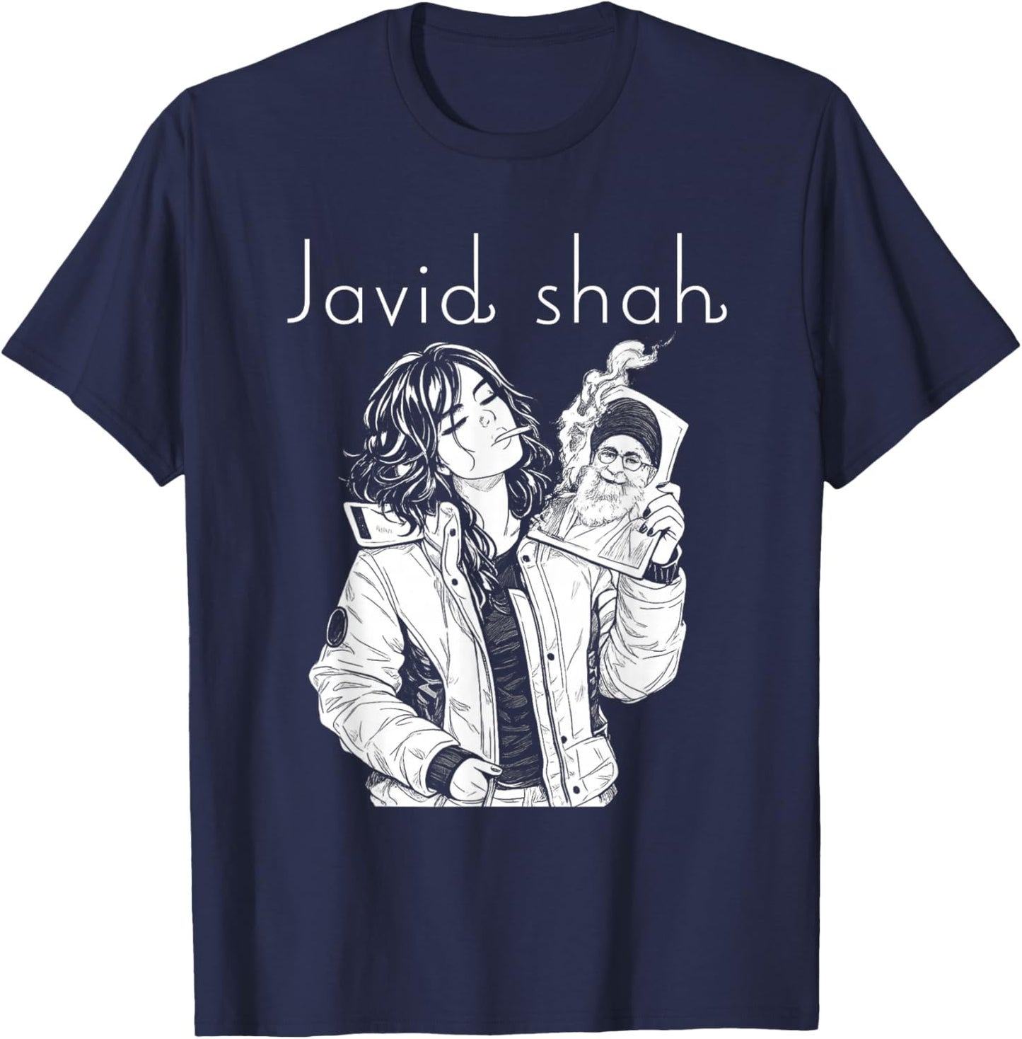Javid Shah Girl with Cigarette Visual Storytelling Iran T-Shirt - T-Shirt | Navy