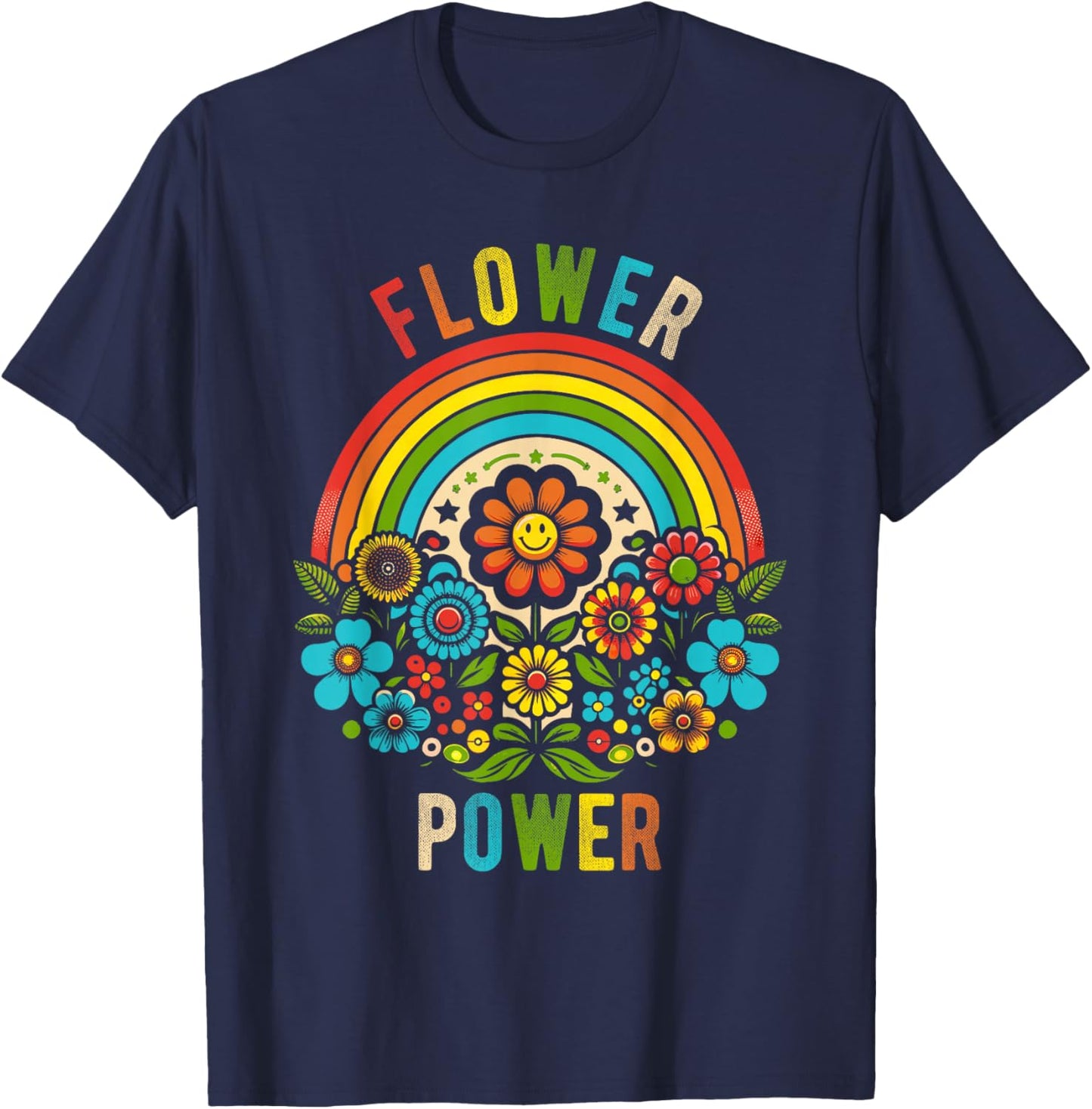 Flower Power Retro Nature Nostalgia Vintage Outdoor Power T-Shirt - T-Shirt | Navy
