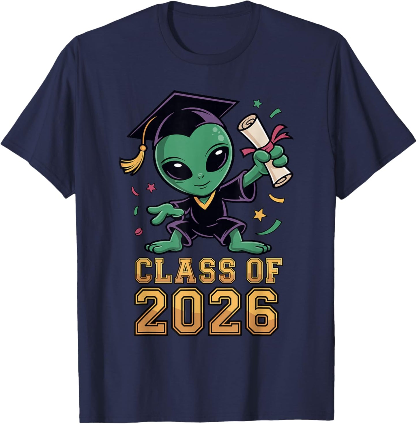 Class of 2026 Graduation Alien Elementary Graduate 2026 Kids T-Shirt - T-Shirt | Navy