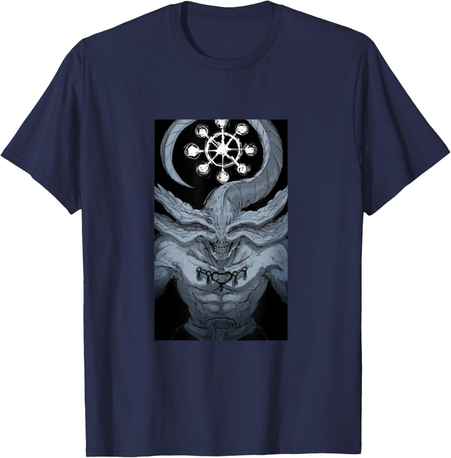 JujuCustoms Anime Apparel , Black, Small, Short Sleeve, , Classic Fit, Anime Graphic T-Shirt - T-Shirt | Navy