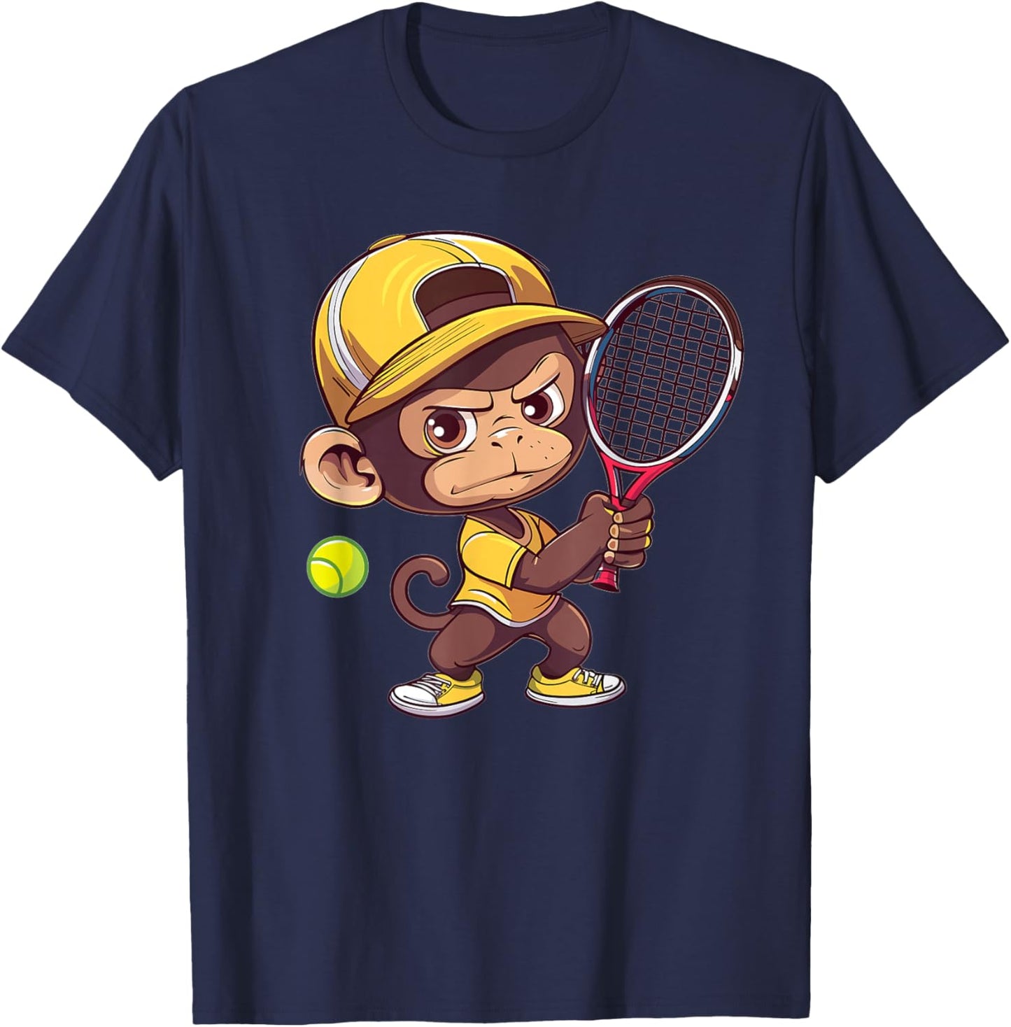 Cute Monkey Tennis T-Shirt - T-Shirt | Navy