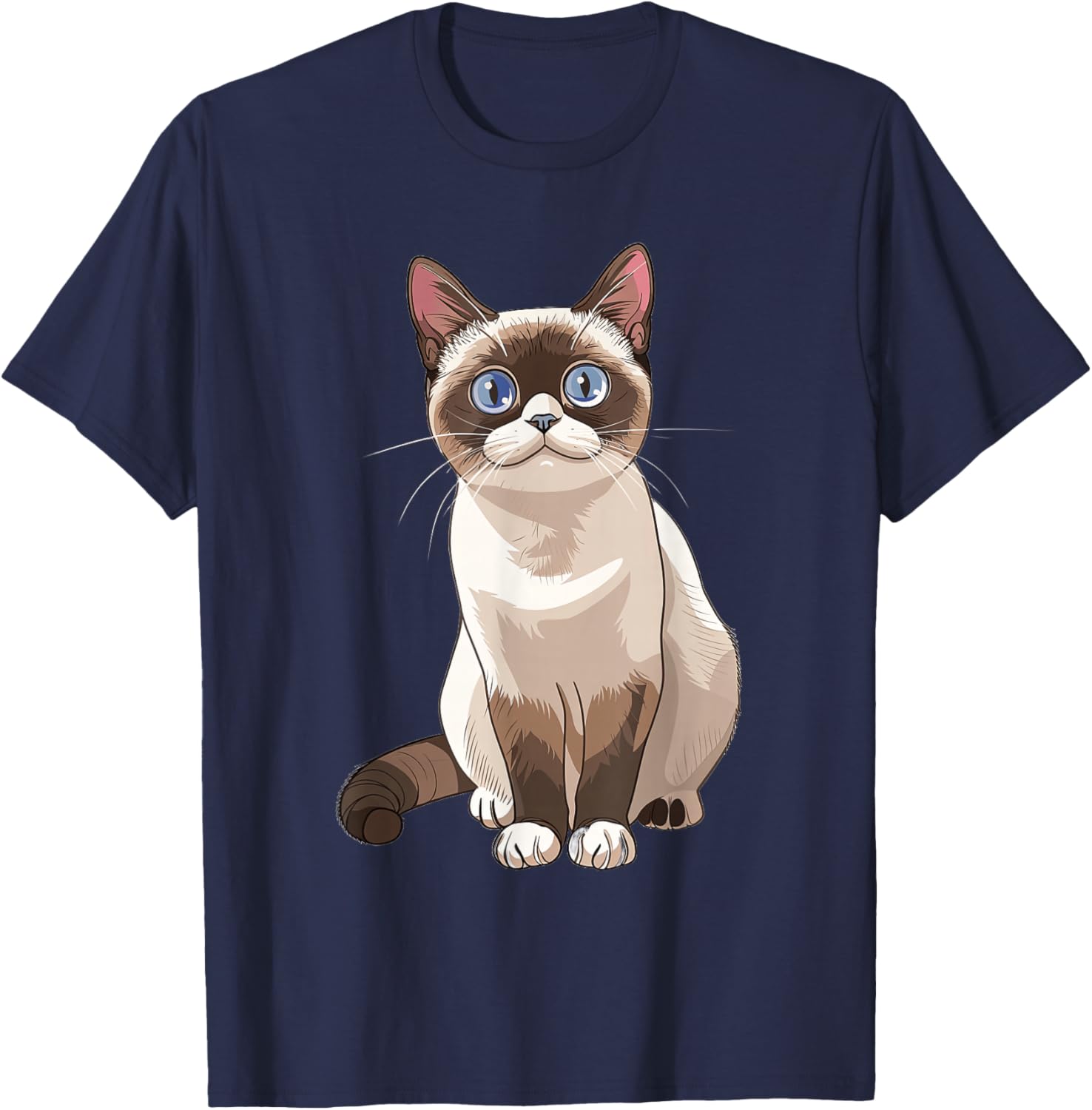Snowshoe Cat Anime T-Shirt - T-Shirt | Navy