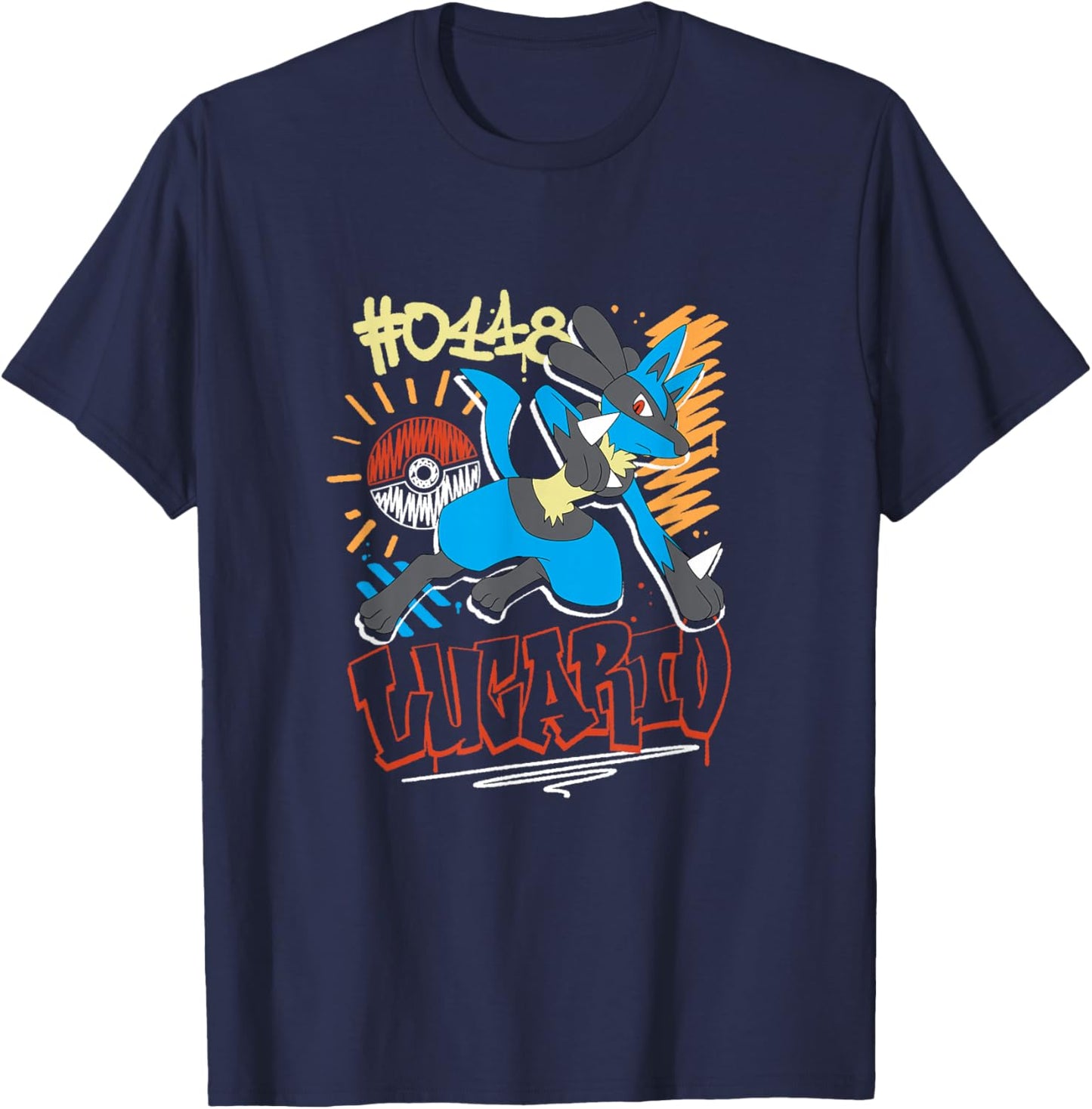 Pokémon - Fourth Generation - Lucario Streetwear Graffiti T-Shirt - T-Shirt | Navy