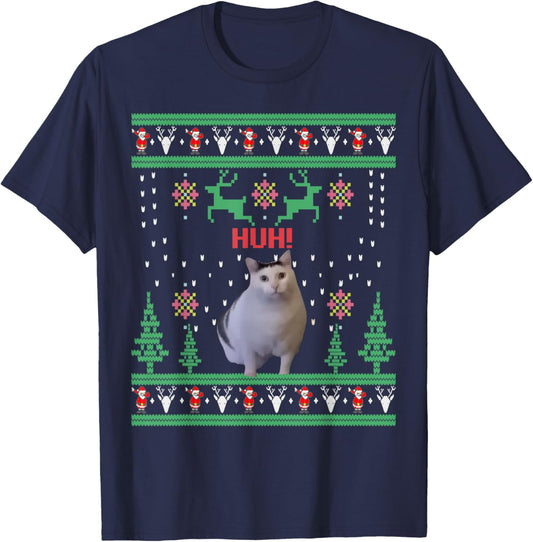 Huh! Cat Meme Popular Internet Meme Cats Family Matching T-Shirt - T-Shirt | Navy