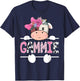 Gammie Of The Birthday Girl Pink Cute Cow Matching T-Shirt - T-Shirt | Navy