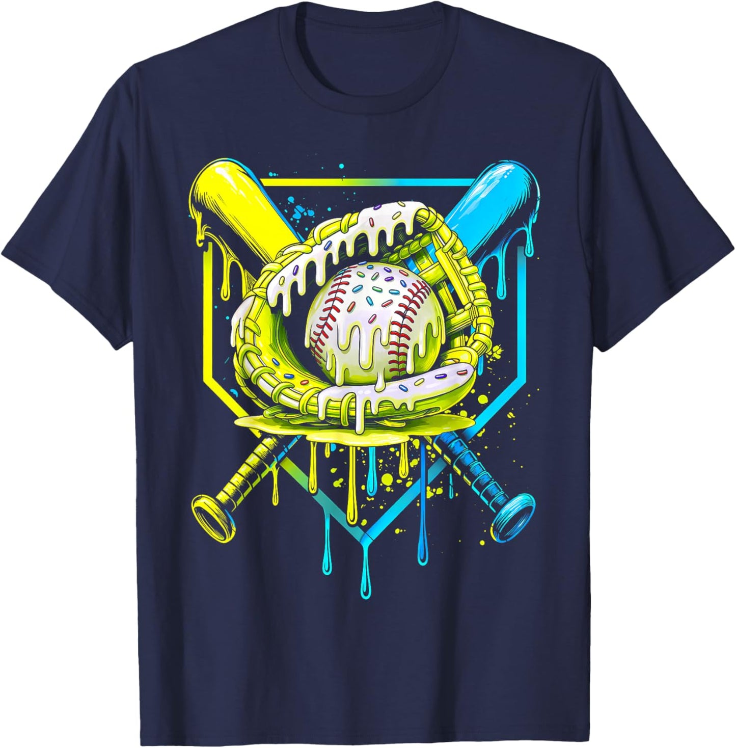 Baseball Life Style Apparel Youth Drip Baseball Boys Men T-Shirt - T-Shirt | Navy