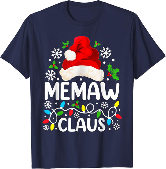 Memaw Claus Funny Christmas Family Matching Grandma T-Shirt - T-Shirt | Navy