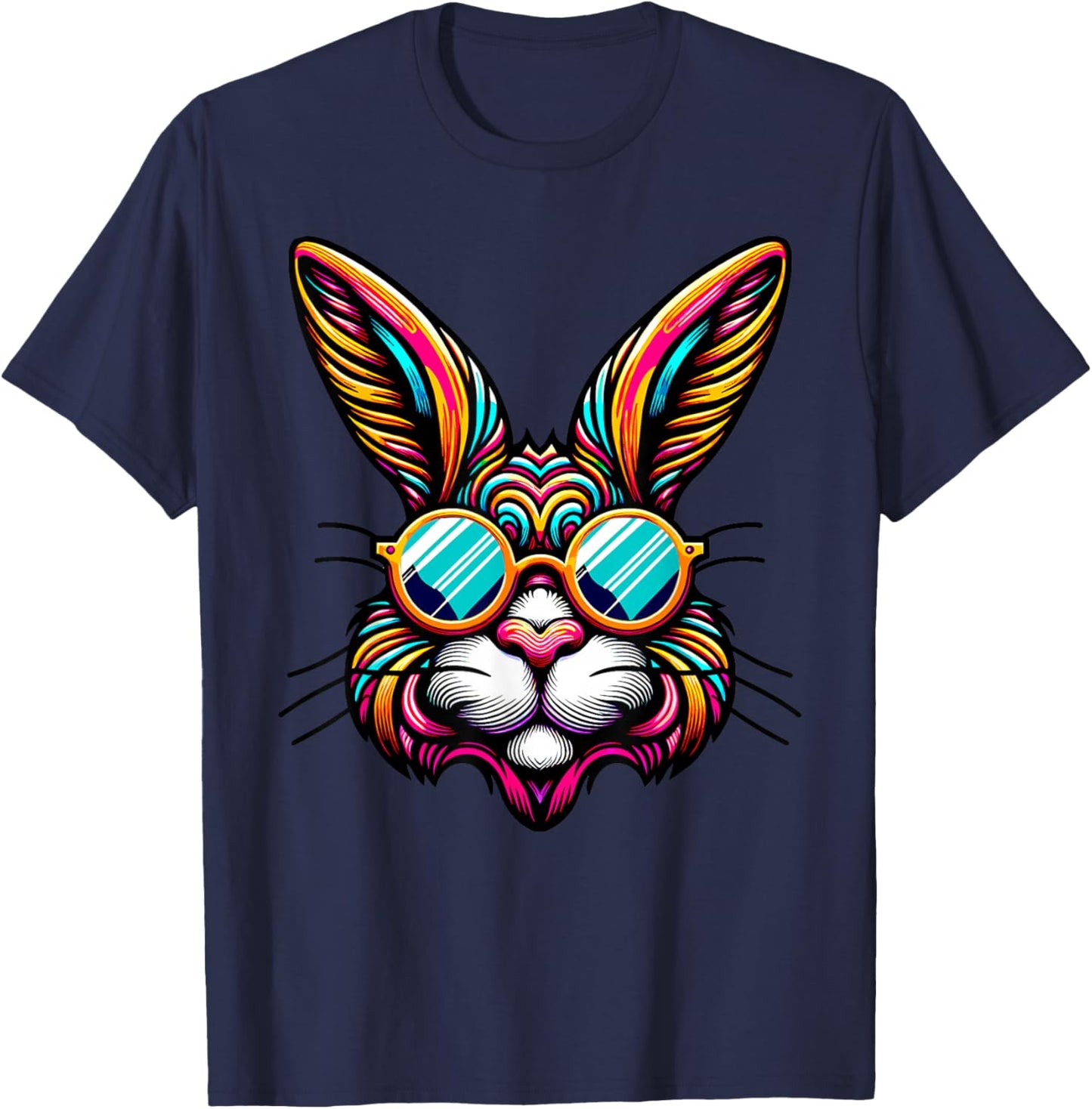 Lunettes de Soleil Vintage Lapin de Pâques rétro années 70 T-Shirt - T-Shirt | Navy