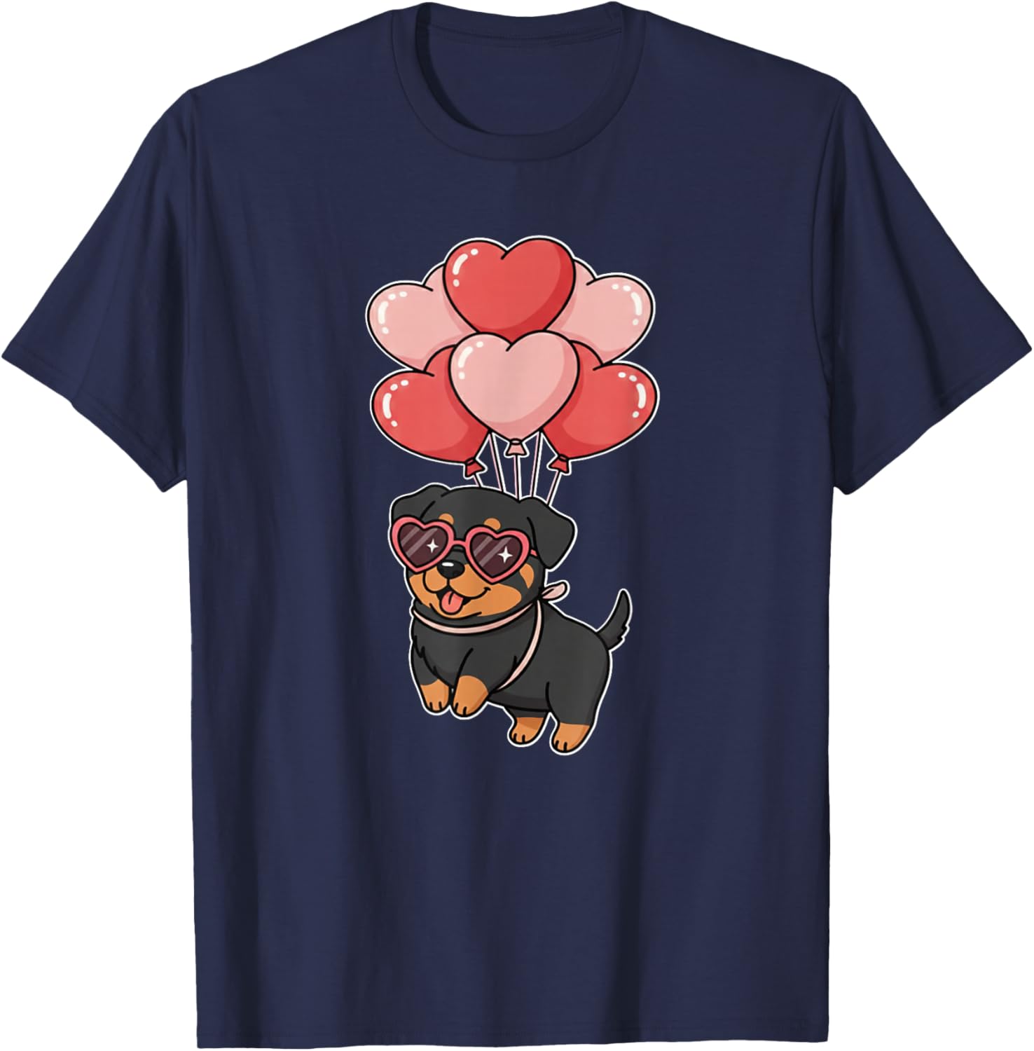 Funny Valentines Day Heart Balloons Rottweiler Lover T-Shirt - T-Shirt | Navy