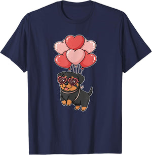Funny Valentines Day Heart Balloons Rottweiler Lover T-Shirt - T-Shirt | Navy