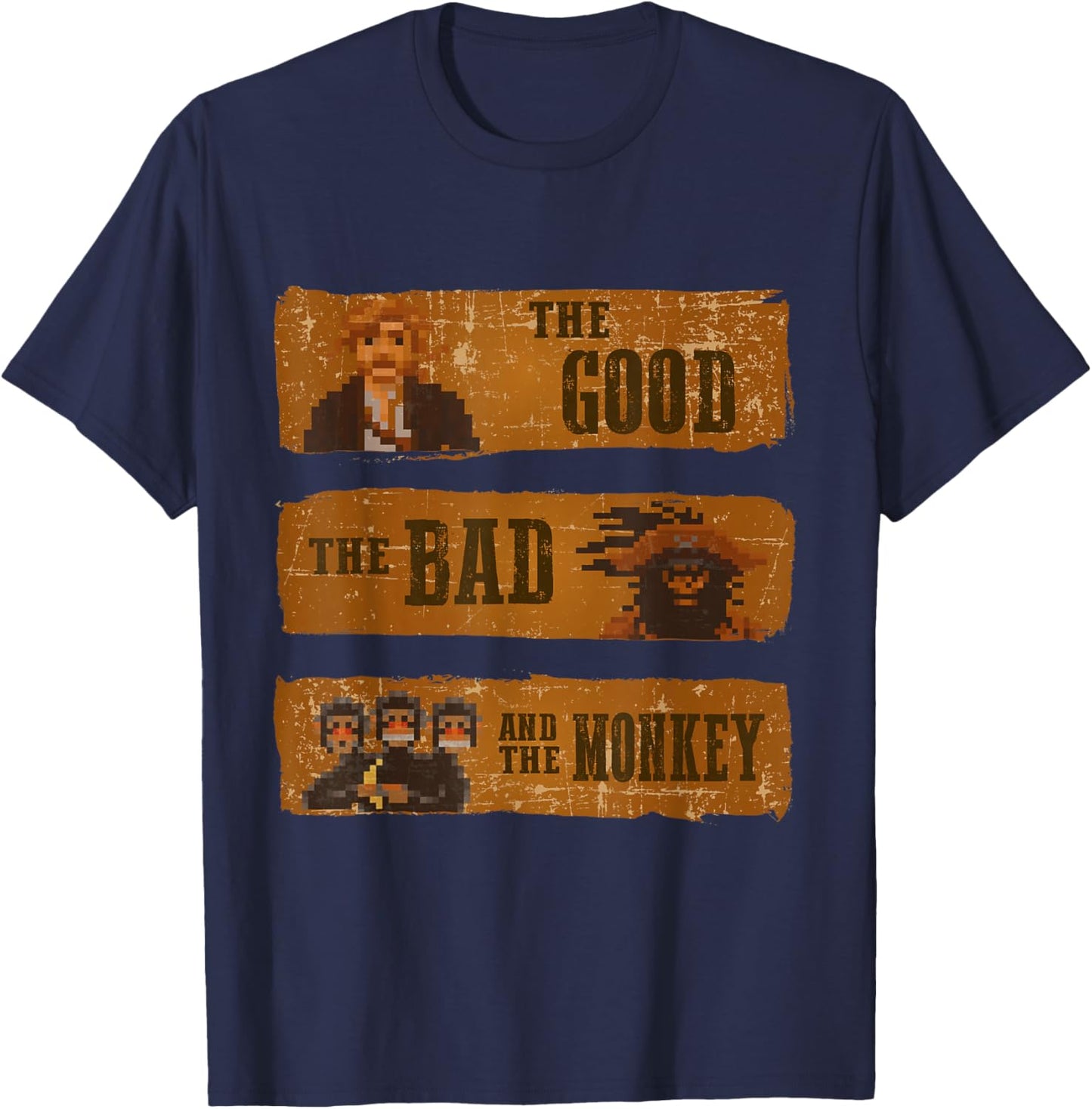 Good Bad Monkey Videogame Western Island Geek T-Shirt - T-Shirt | Navy