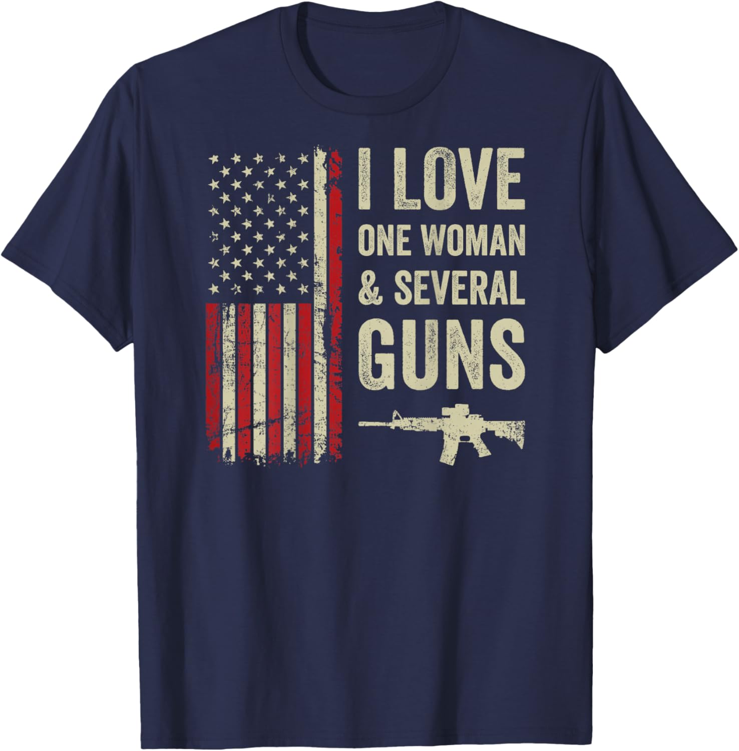 I Love One Woman Funny Dad Joke - Design ON Back T-Shirt - T-Shirt | Navy