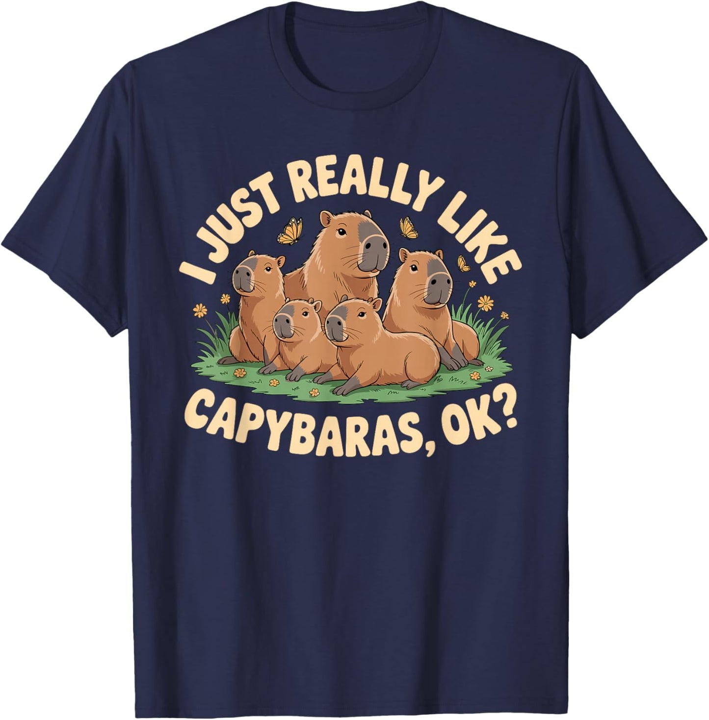 Funny Capybara Art Women Kids Capybara Lover T-Shirt - T-Shirt | Navy