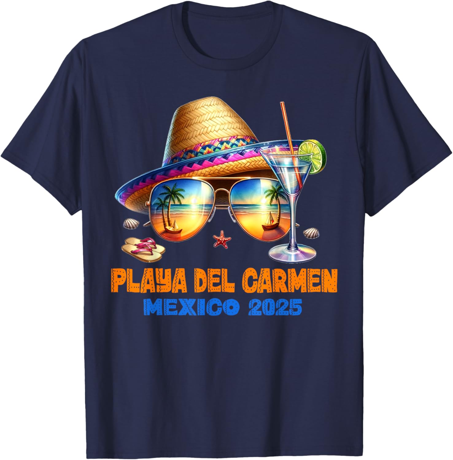 Playa del Carmen Mexico 2025 Vacation Matching Family Group T-Shirt - T-Shirt | Navy