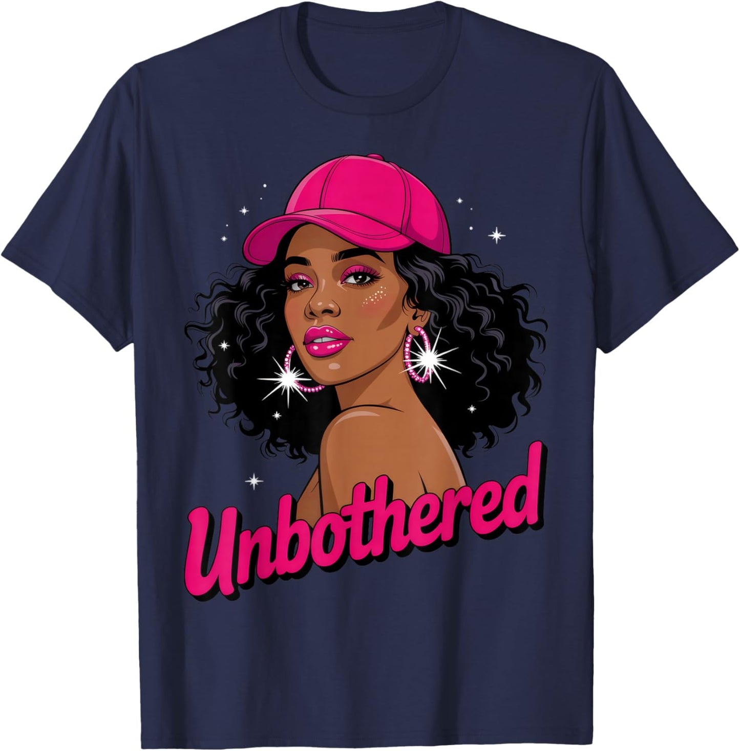 Unbothered Black Woman African American Afro Queen T-Shirt - T-Shirt | Navy