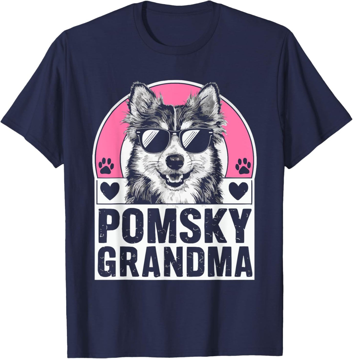 Pomsky Owner Dog Lover Puppy Pomeranian Siberian Husky T-Shirt - T-Shirt | Navy