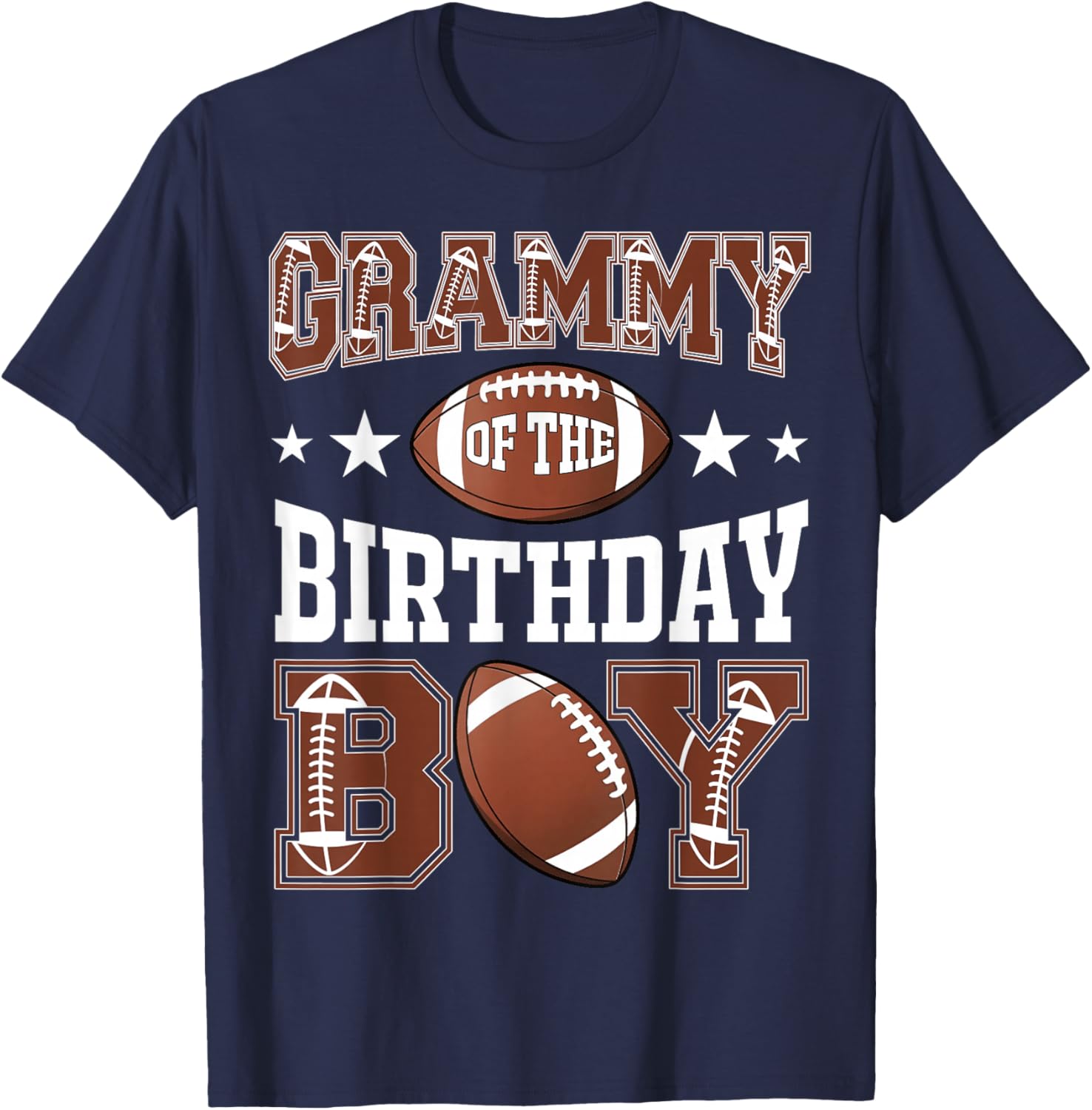 Grammy Of The Birthday Boy Football Game Day T-Shirt - T-Shirt | Navy