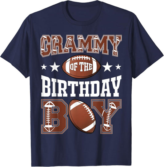Grammy Of The Birthday Boy Football Game Day T-Shirt - T-Shirt | Navy