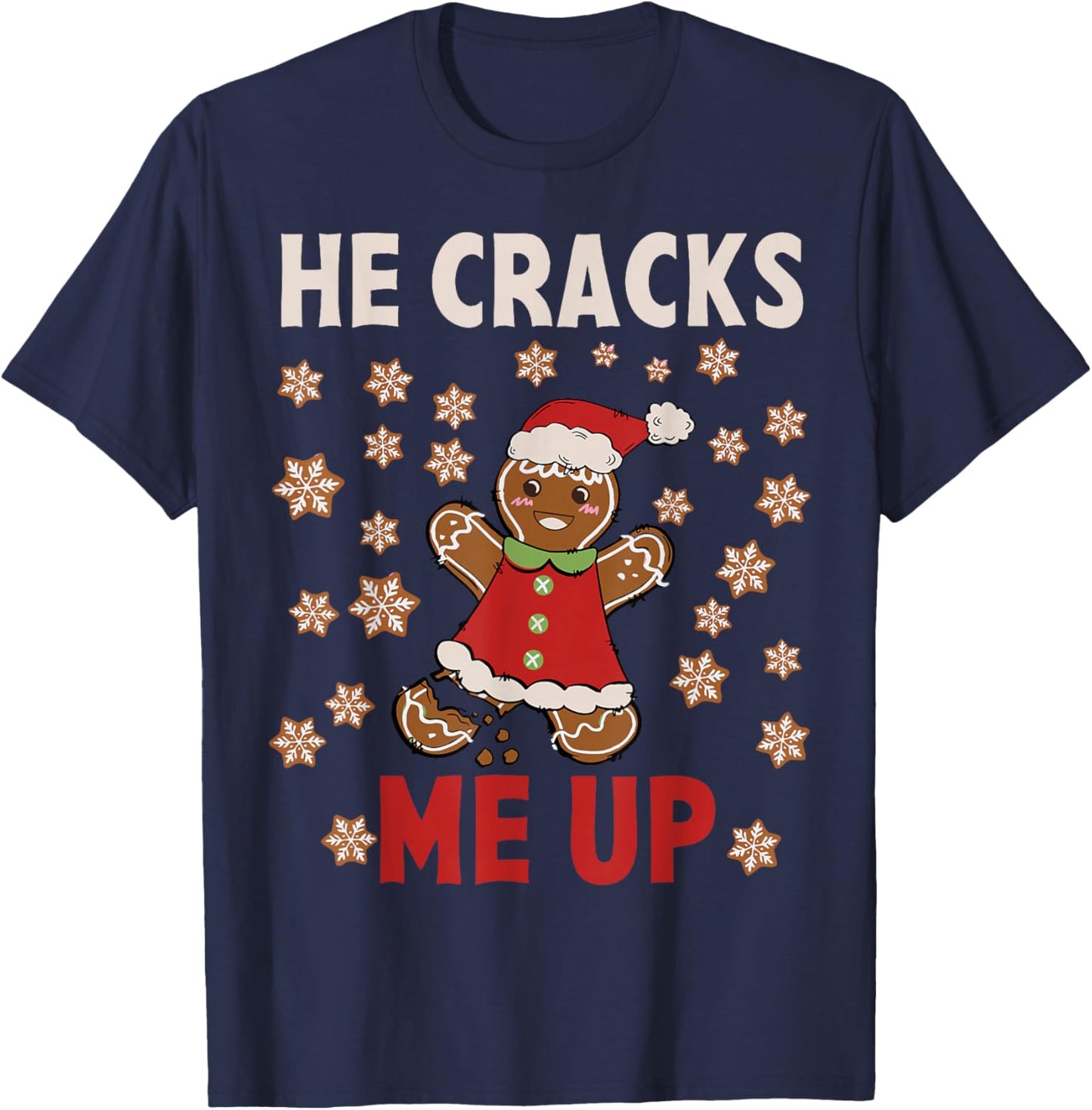 He Cracks Me Up Funny Matching Christmas Pajama Couples T-Shirt - T-Shirt | Navy