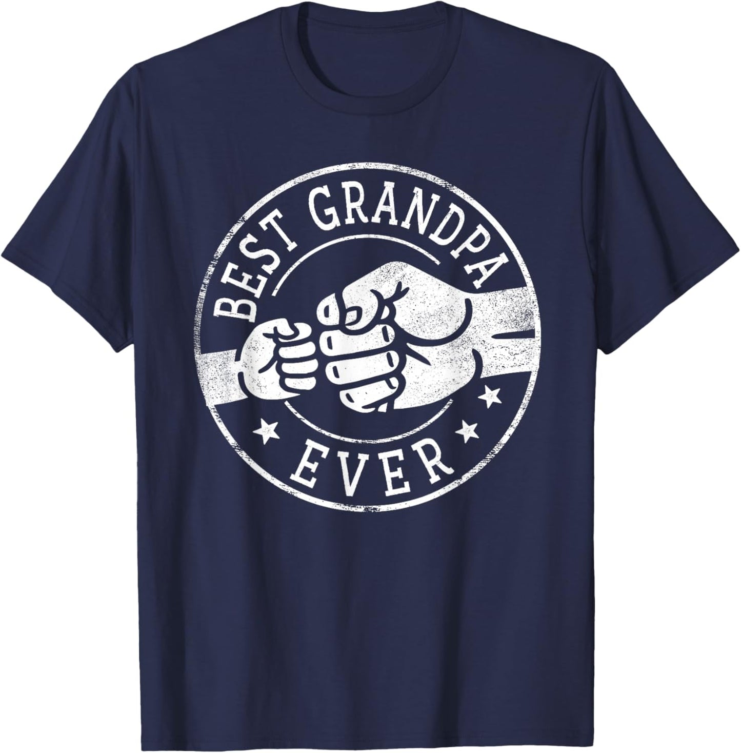 Best Grandpa Ever - Fist Bump Circle Emblem Design Grandpa T-Shirt - T-Shirt | Navy
