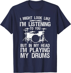 Funny Drummer Design Women Drumline Drumming Drummer T-Shirt - T-Shirt | Navy