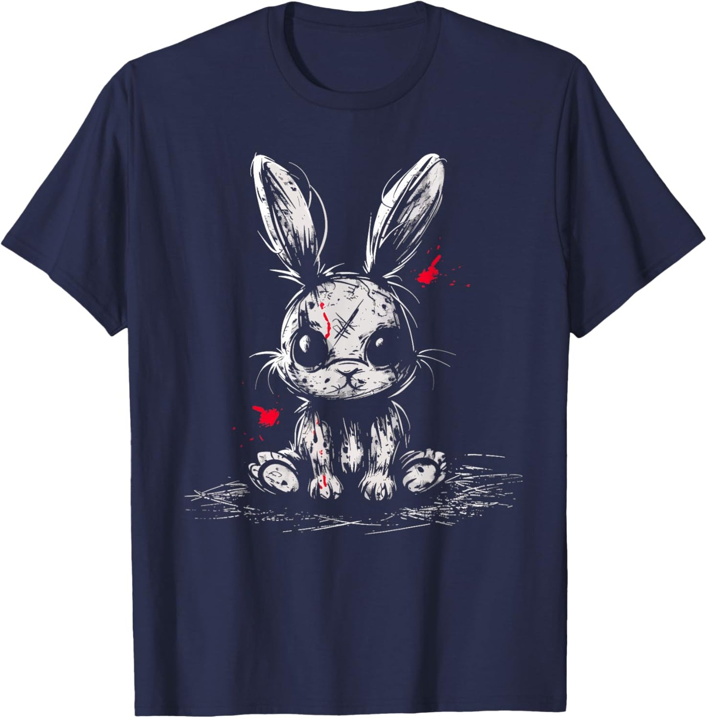 Evil Horror Bunny Rabbit Creepy Cute Alt Goth Grunge Demon T-Shirt - T-Shirt | Navy