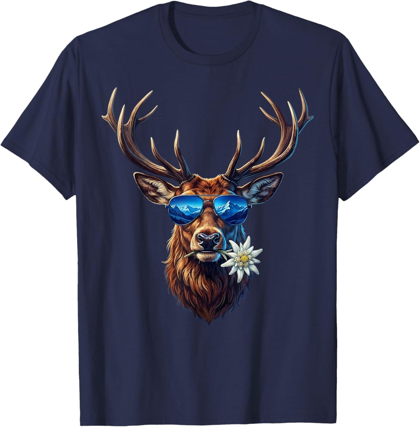 Trachtenshirt passend für Oktoberfest Herren Hirsch T-Shirt - T-Shirt | Navy