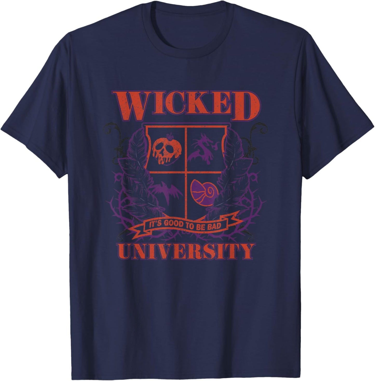 Disney Villains Wicked University Good To Be Bad Retro Logo T-Shirt - T-Shirt | Navy