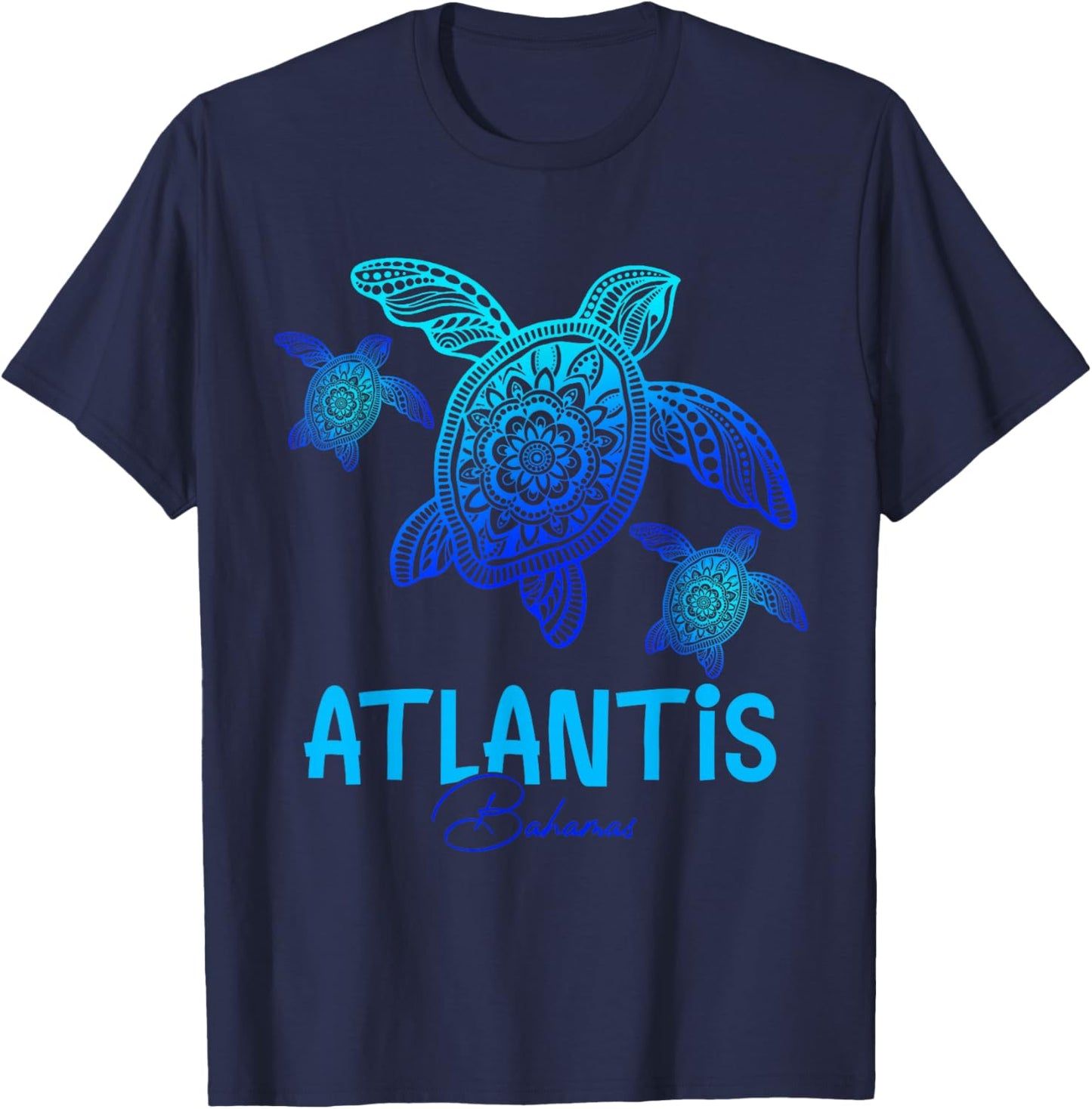 Atlantis Bahamas Vacation Tribal Sea Turtle T-Shirt - T-Shirt | Navy