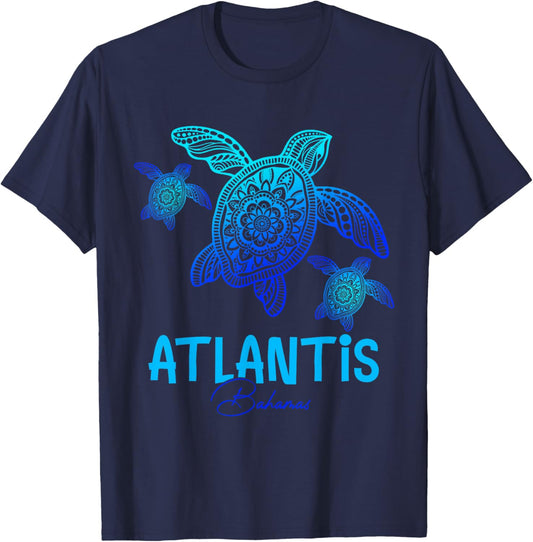 Atlantis Bahamas Vacation Tribal Sea Turtle T-Shirt - T-Shirt | Navy