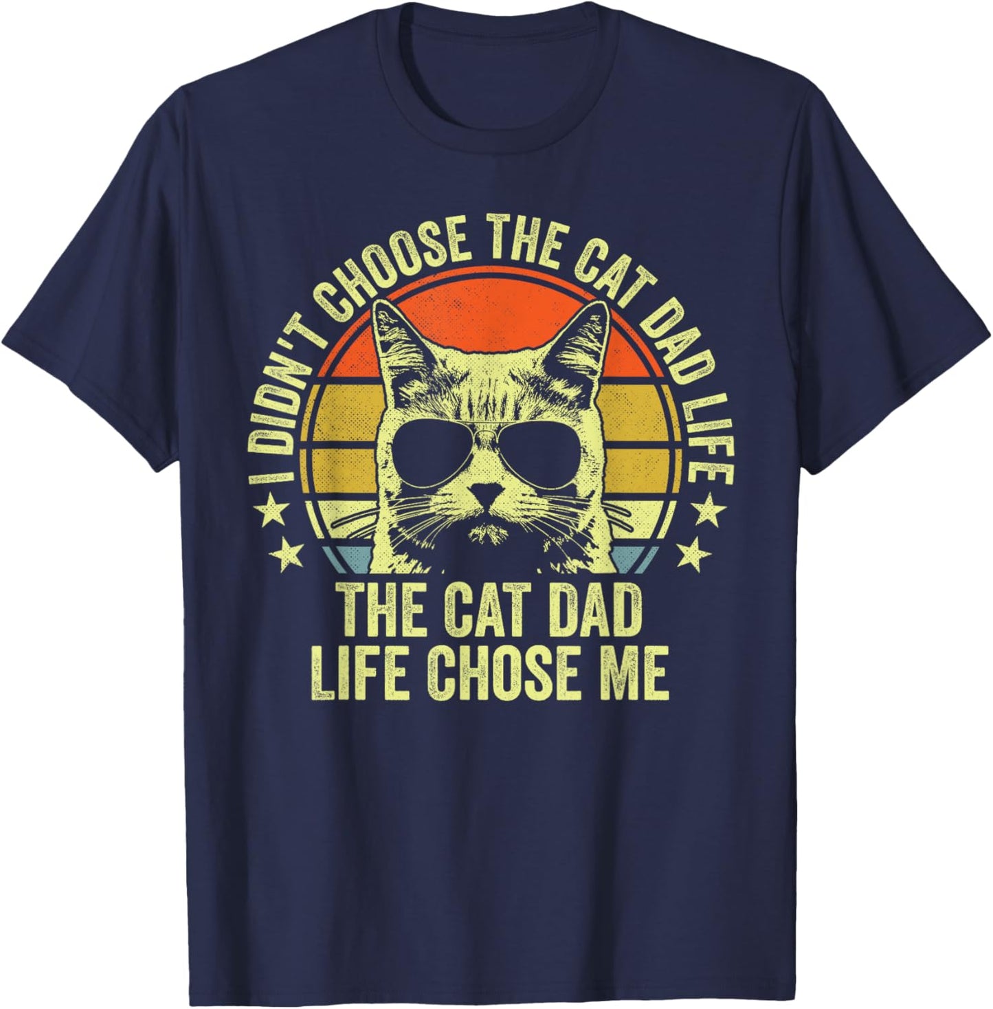 Cat Dad Shirt Funny Cat Daddy Father's Day Cat Dad T-Shirt - T-Shirt | Navy