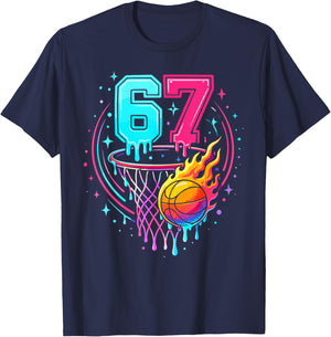 67 Basketball Ice Cream Drip Six Seven Bball T-Shirt - T-Shirt | Navy