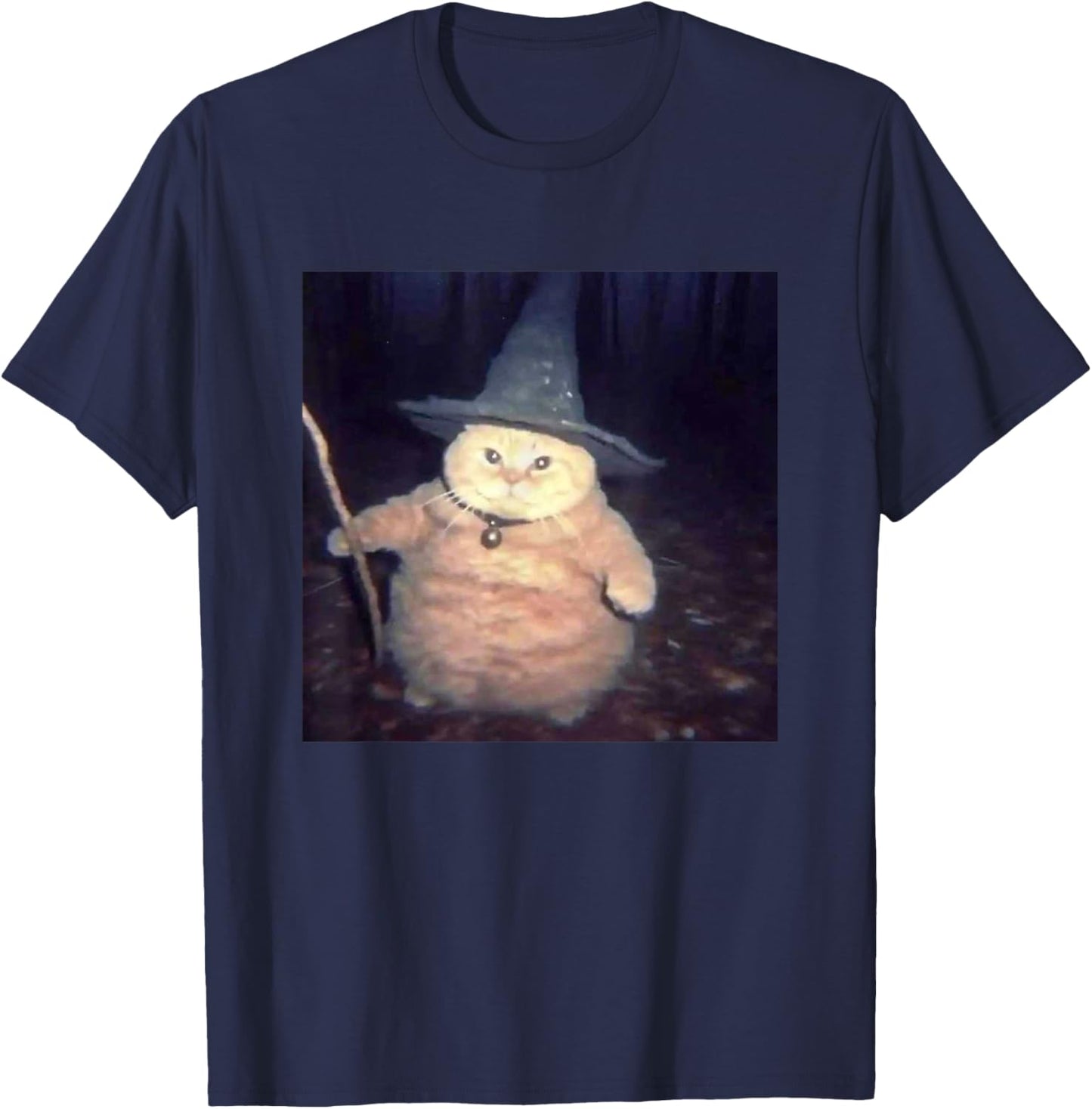 Vintage Witch Cat Peekaboo Halloween Funny Cat Meme Weird T-Shirt - T-Shirt | Navy
