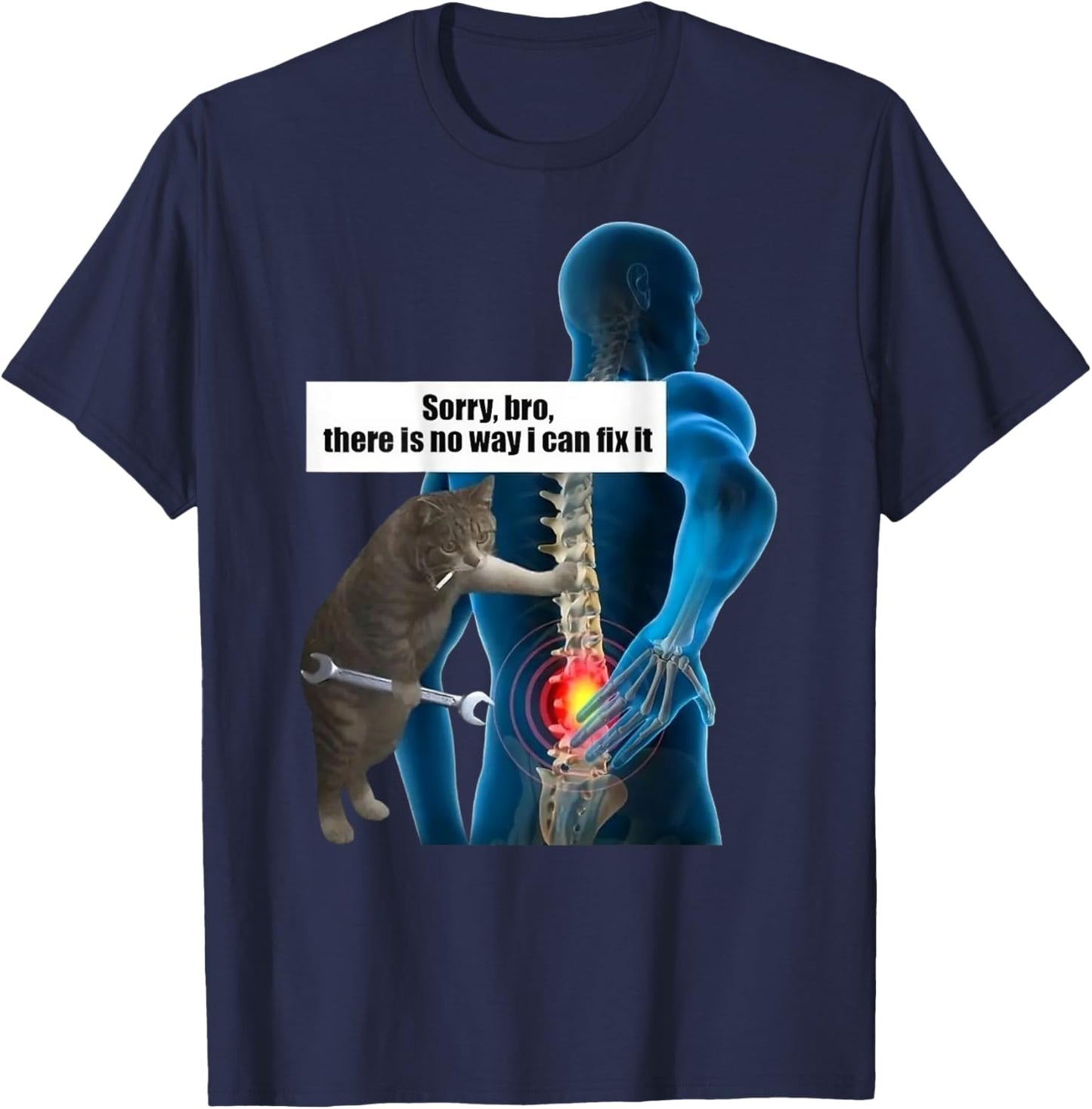 Funny Cat Meme Back Pain Getting Old Sarcastic Middle Age Men Women T-Shirt - T-Shirt | Navy