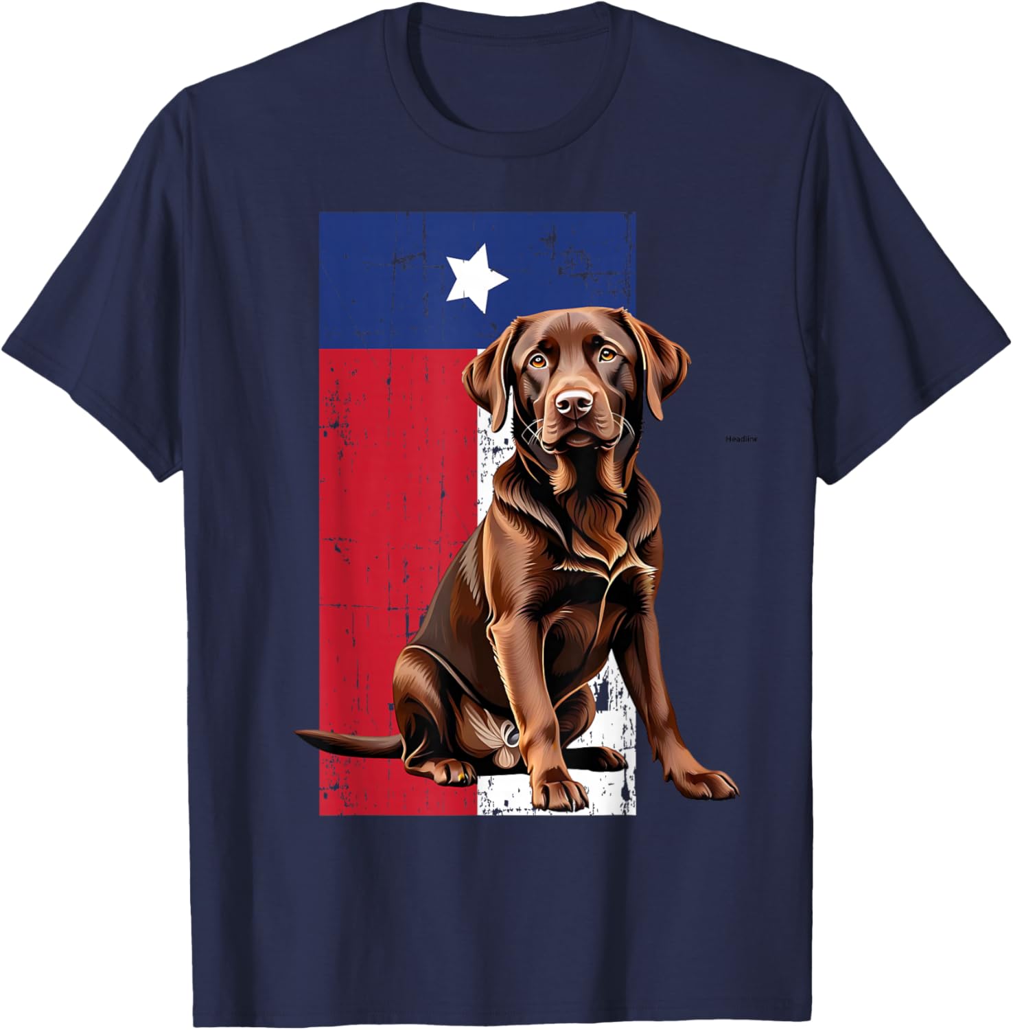 Chocolate Labrador Texas Flag Dog T-Shirt - T-Shirt | Navy