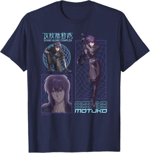 Ghost in the Shell Stand Alone Complex Motoko Schematics , Black, S T-Shirt - T-Shirt | Navy