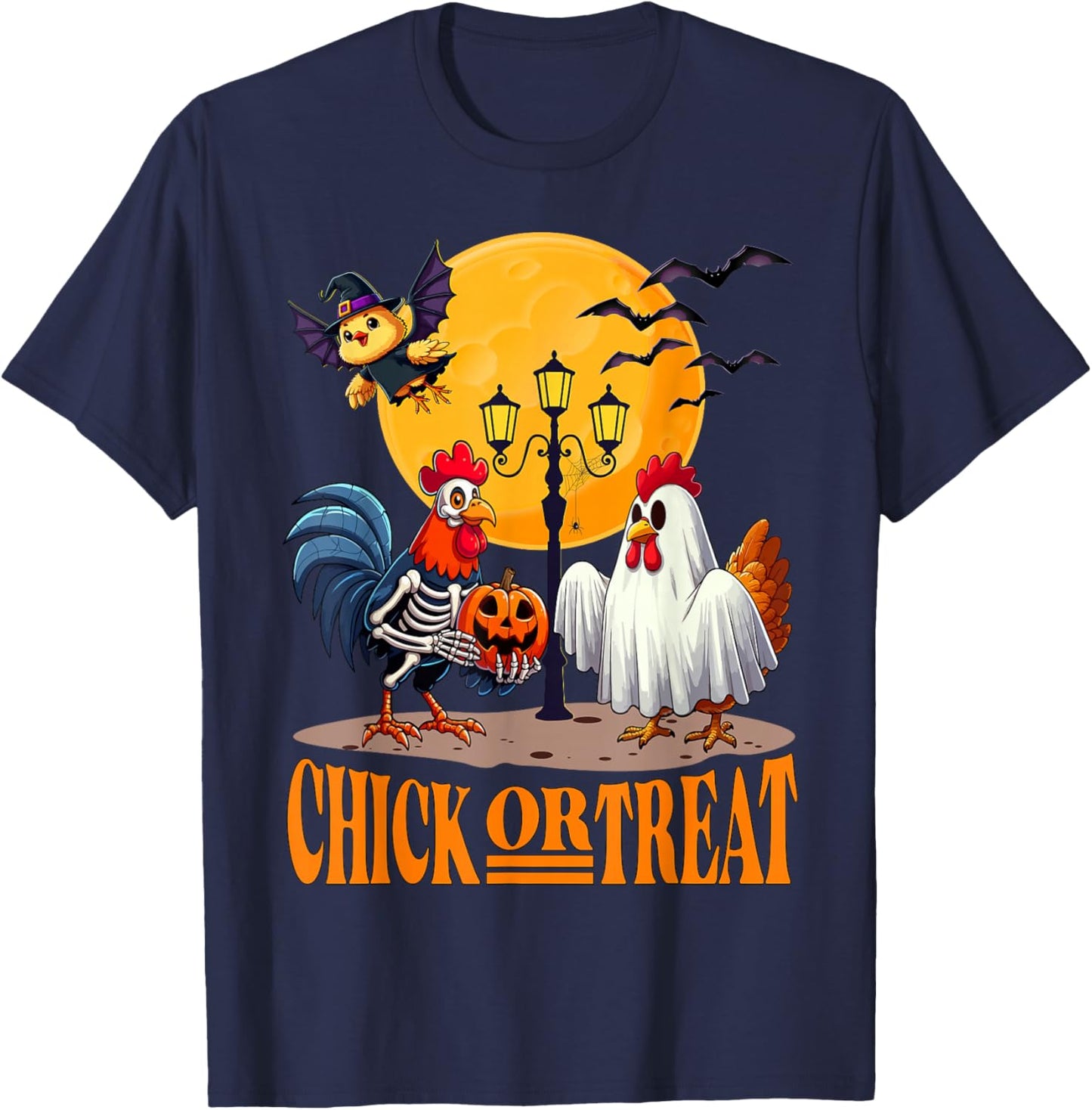Skeleton Chicken Halloween Funny Spooky chicken Lovers T-Shirt - T-Shirt | Navy