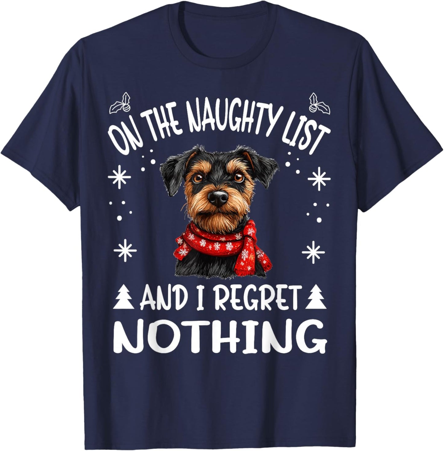 Cute Jagdterrier Dog Christmas On The Naughty List and I Women T-Shirt - T-Shirt | Navy