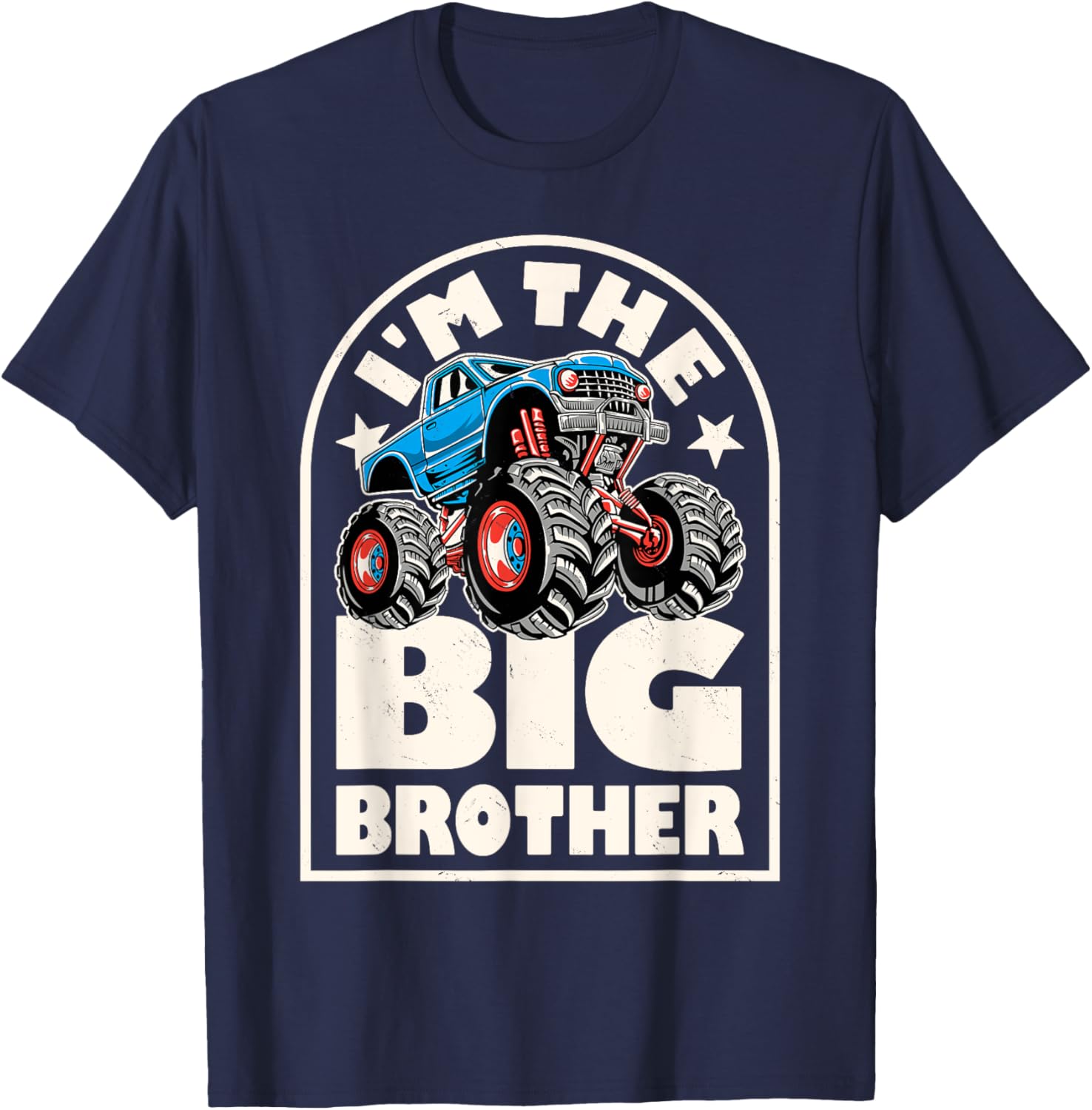 Monster Truck Brother Big Bro Family Matching Retro Racing T-Shirt - T-Shirt | Navy