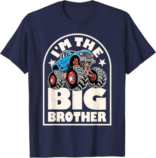 Monster Truck Brother Big Bro Family Matching Retro Racing T-Shirt - T-Shirt | Navy