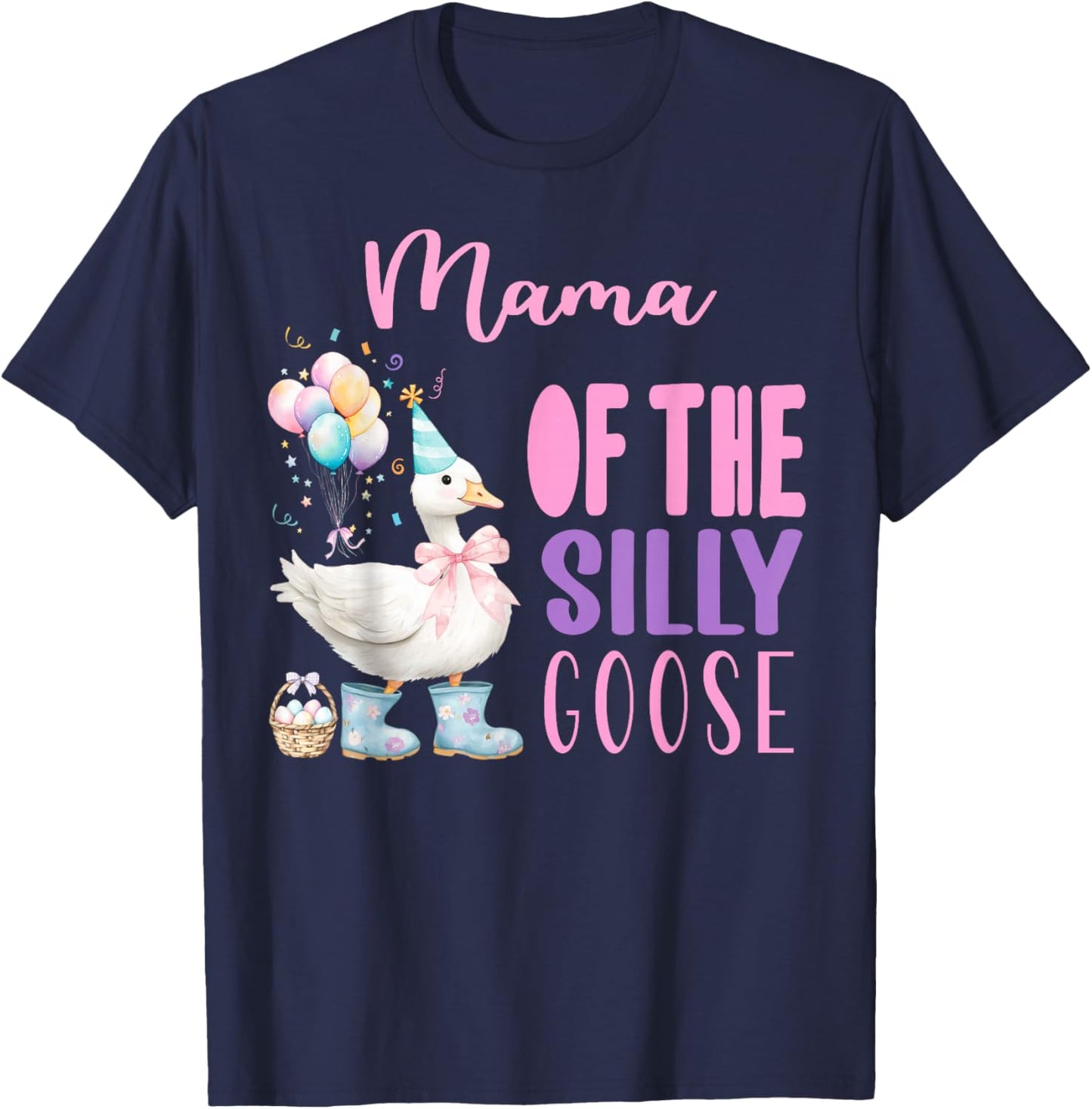 One Silly Goose Birthday Girl Farm 1st Party Spring Outfit T-Shirt - T-Shirt | Navy