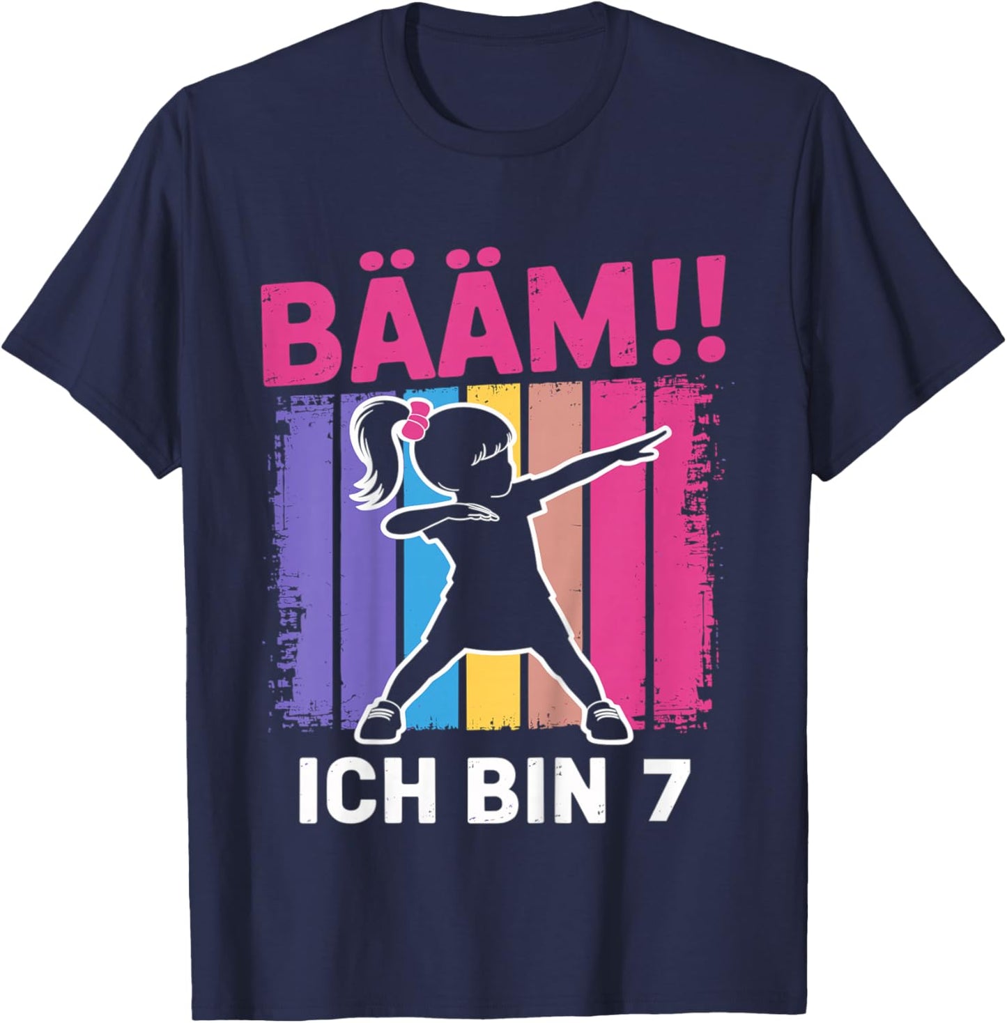 Bääm Ich Bin 7 Dabbing Mädchen 7. Geburtstag T-Shirt - T-Shirt | Navy