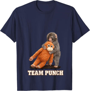 Women's Adorable Monkey Punch Baby Graphic Team Punch Big Love Gifts V-Neck T-Shirt - T-Shirt | Navy