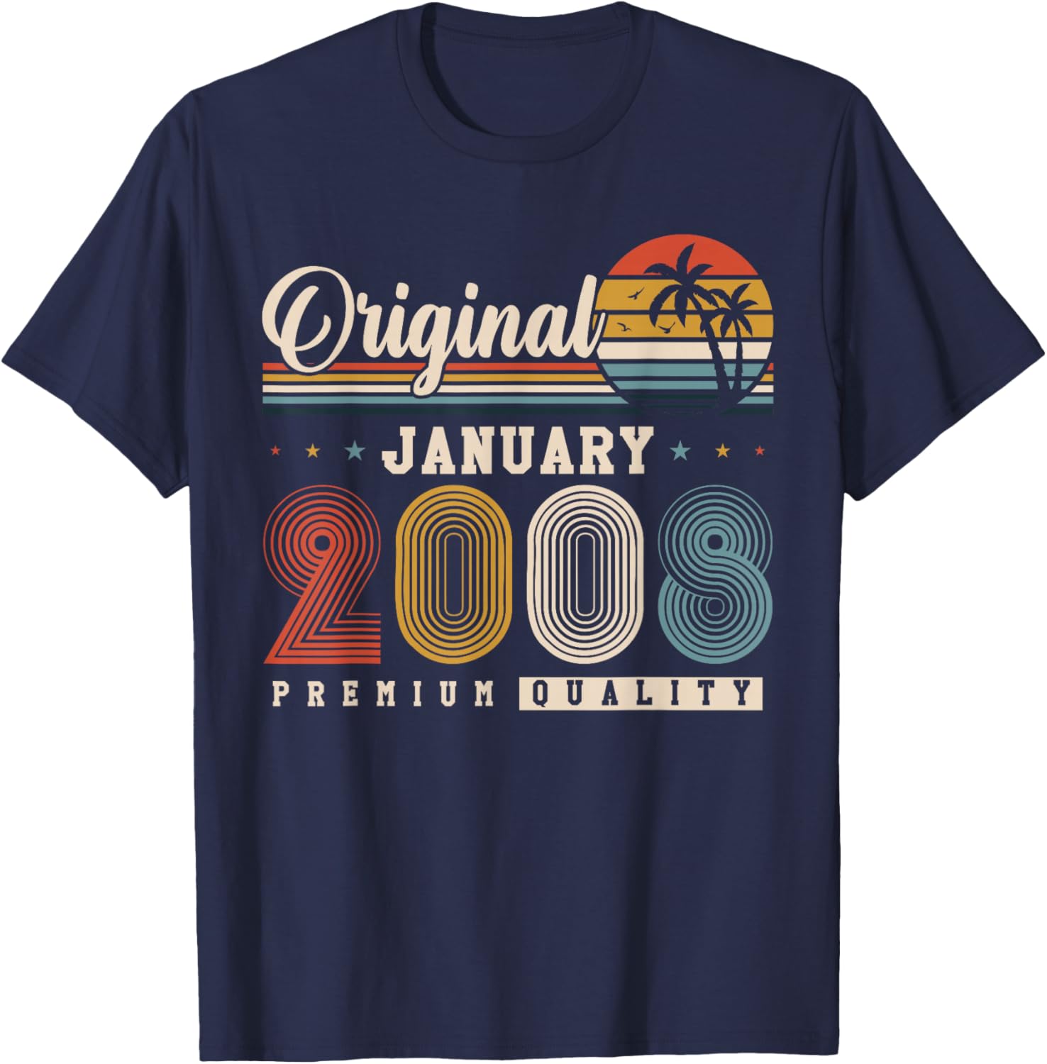 Original January 2008 18 Years Birthday Vintage Gift T-Shirt - T-Shirt | Navy