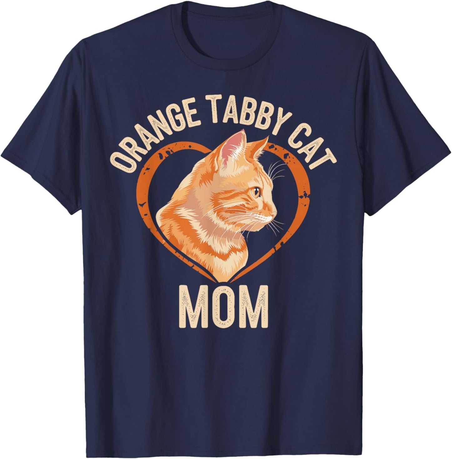 Orange Tabby Cat Mom T-Shirt - T-Shirt | Navy