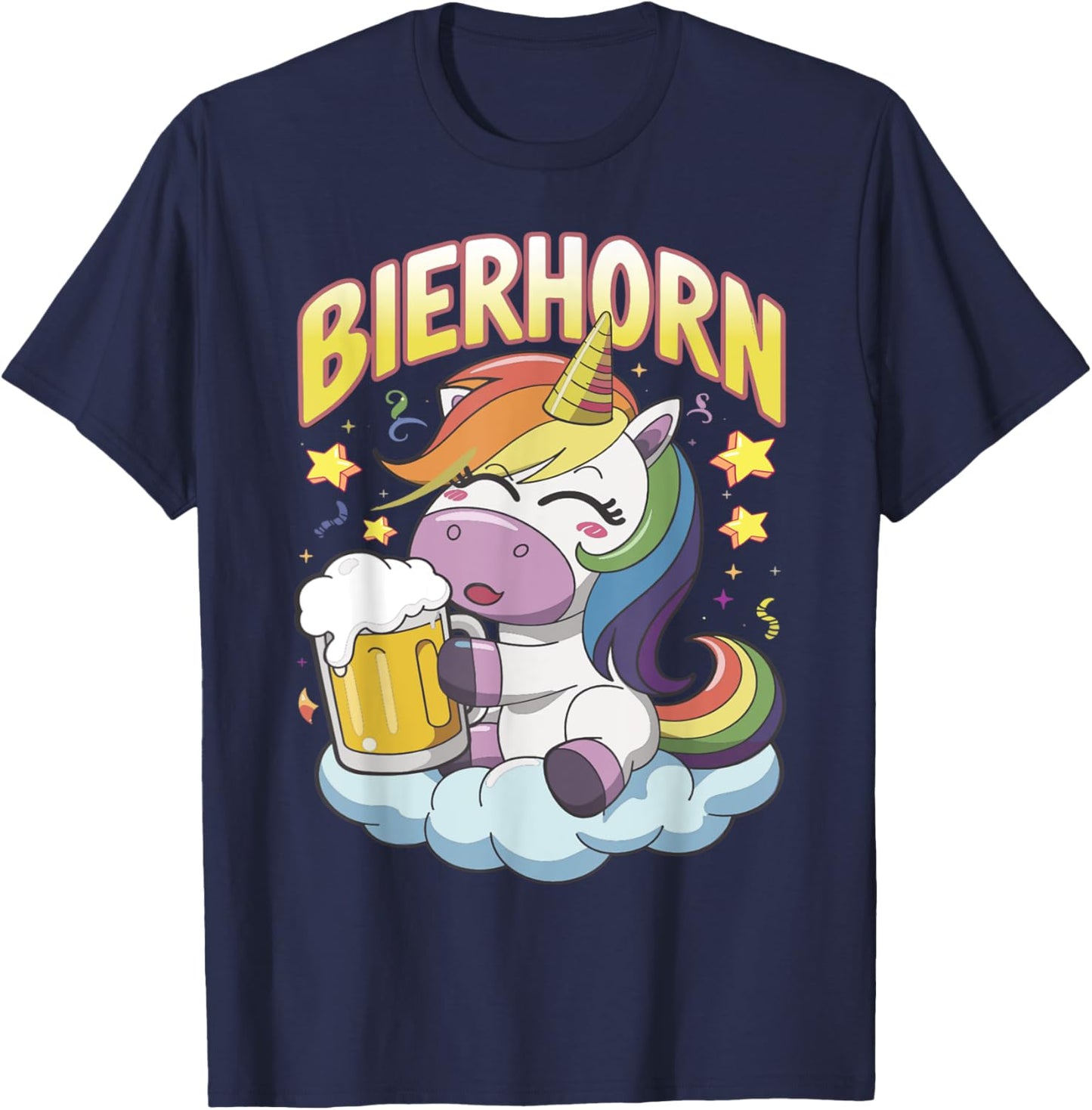 Bier Mallorca Party Outfit Biertrinker Bierhorn Einhorn T-Shirt - T-Shirt | Navy