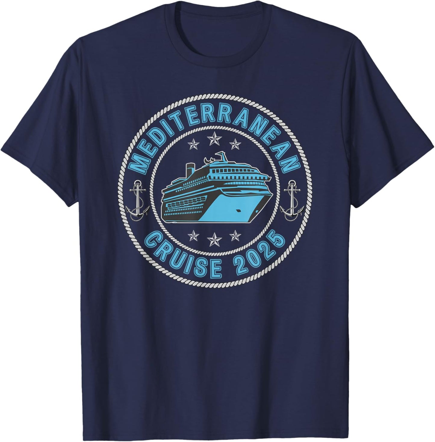 Mediterranean Cruise 2025 European Cruising Family Cruise T-Shirt - T-Shirt | Navy