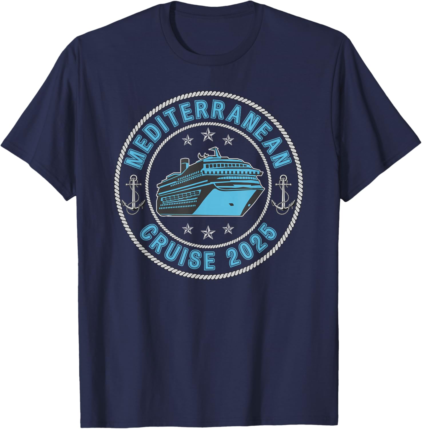 Mediterranean Cruise 2025 European Cruising Family Cruise T-Shirt - T-Shirt | Navy